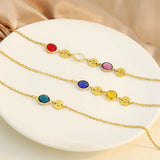 Letters Choker Necklaces Personalized Birthstone Hollow Disc Pendant