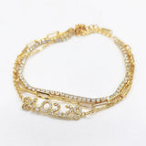 Year Number Bracelet Birthday Stone Bracelet Copper Zircon Letter Bangle