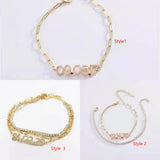 Year Number Bracelet Birthday Stone Bracelet Copper Zircon Letter Bangle