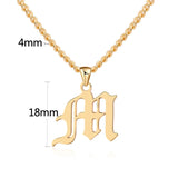 Old English Style Capital Initial A-Z Letter Pendant Necklaces