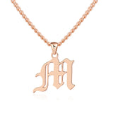 Old English Style Capital Initial A-Z Letter Pendant Necklaces