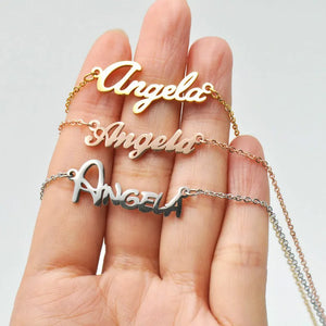Custom Name Stainless Steel Necklace Charm Jewelry For Kids