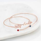 Personalized DIY Charm Bangles Name Bracelets with Birthstone
