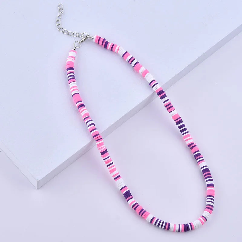 Rainbow Magic Girls Name Necklace Colorful Polymer Clay Bead