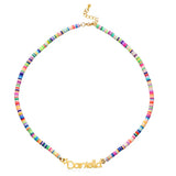 Rainbow Magic Girls Name Necklace Colorful Polymer Clay Bead