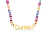 Rainbow Magic Girls Name Necklace Colorful Polymer Clay Bead