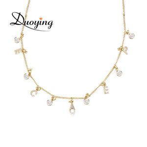 Personalized Zircon Pave Letter Necklace - 6mm Letters