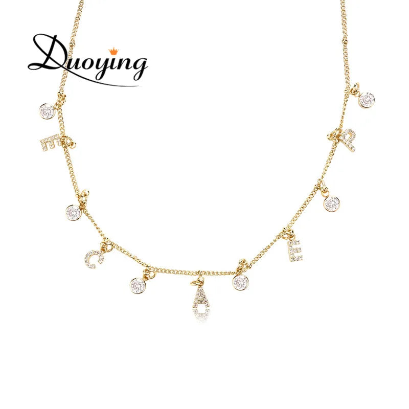 Personalized Zircon Pave Letter Necklace - 6mm Letters