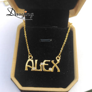 Zirconia Name Crystal Necklace Personalized Nameplate Choker Chain