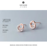 925 Silver Flower Clear CZ Stud Earrings Women Girl Brincos Jewelry