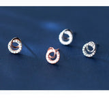 925 Silver Flower Clear CZ Stud Earrings Women Girl Brincos Jewelry