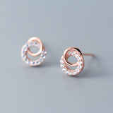 925 Silver Flower Clear CZ Stud Earrings Women Girl Brincos Jewelry