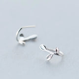 925 Silver Leaf Stud Earrings for School Girls
