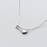 925 Silver Red Heart Paper Clip Pendant Necklace for Women