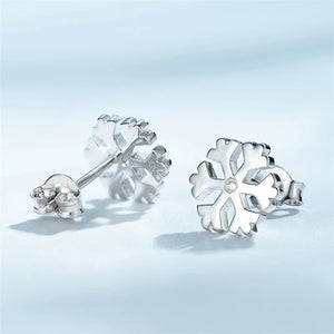 925 Sterling Silver Snow Flake CZ Stud Earring Gift For Girls