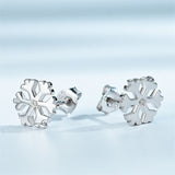 925 Sterling Silver Snow Flake CZ Stud Earring Gift For Girls