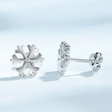 925 Sterling Silver Snow Flake CZ Stud Earring Gift For Girls