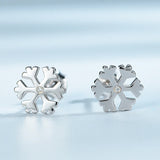 925 Sterling Silver Snow Flake CZ Stud Earring Gift For Girls