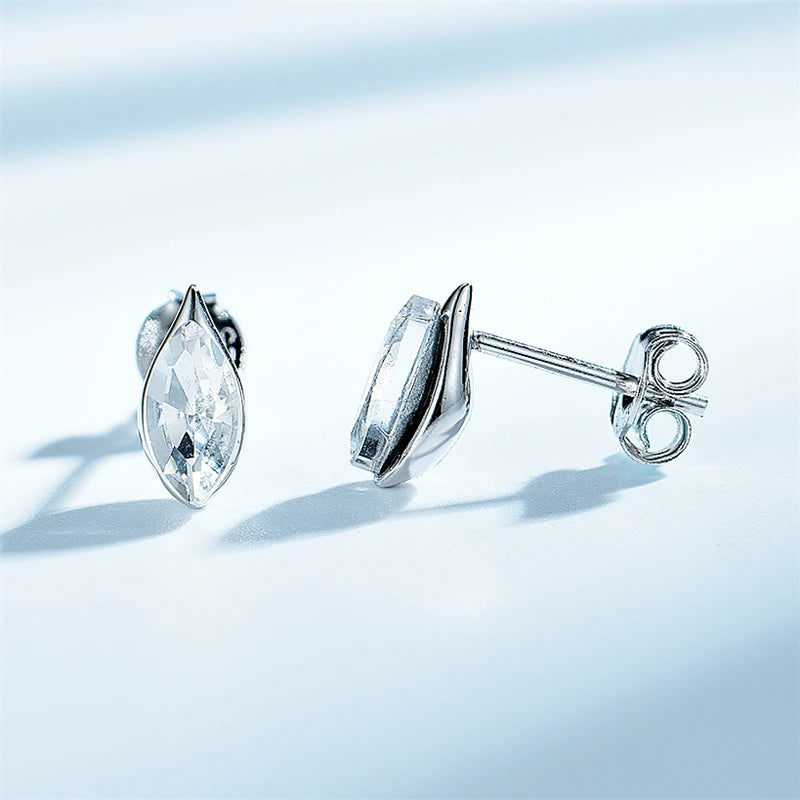 925 Silver Teardrop Crystal Stud Earrings