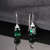 925 Silver Emerald Glass CZ Clip Earring Jewelry