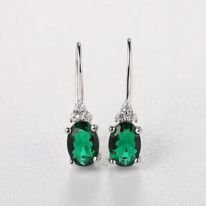 925 Silver Emerald Glass CZ Clip Earring Jewelry