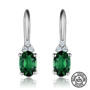 925 Silver Emerald Glass CZ Clip Earring Jewelry