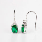 925 Silver Emerald Glass CZ Clip Earring Jewelry
