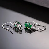 925 Silver Emerald Glass CZ Clip Earring Jewelry