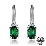 925 Silver Emerald Glass CZ Clip Earring Jewelry