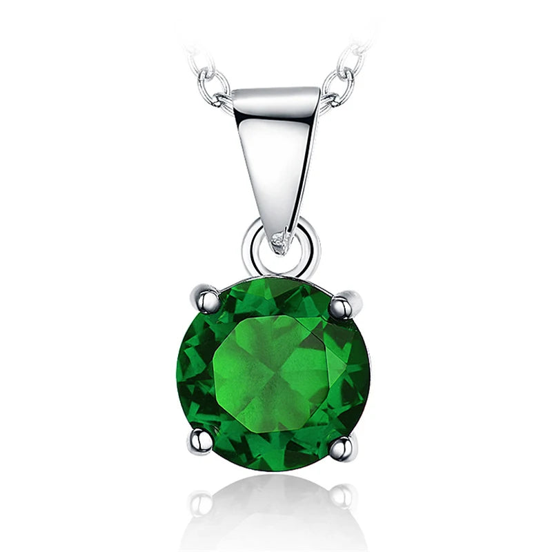 925 Sterling Silver Pendant Sapphire Nano Stone Round Classic Pendant