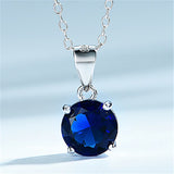 925 Sterling Silver Pendant Sapphire Nano Stone Round Classic Pendant