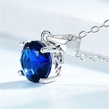 925 Sterling Silver Pendant Sapphire Nano Stone Round Classic Pendant