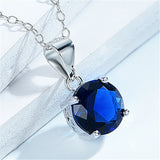 925 Sterling Silver Pendant Sapphire Nano Stone Round Classic Pendant