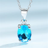 Sea CZ 925 Silver Pendant w/Adjustable Chain Fine Jewelry