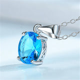 Sea CZ 925 Silver Pendant w/Adjustable Chain Fine Jewelry
