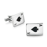 French Shirt Cufflinks Box Set Silver Poker Leather Box Men