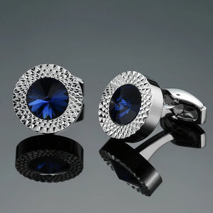 Silvery Carved Austria Crystal Cufflinks for Men