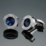 Silvery Carved Austria Crystal Cufflinks for Men