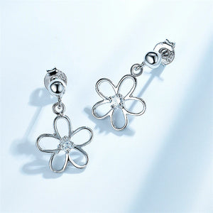 925 Silver CZ Flower Stud Earring for Engagement