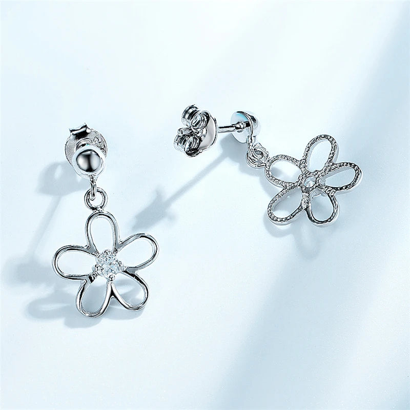 925 Silver CZ Flower Stud Earring for Engagement