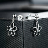 925 Silver CZ Flower Stud Earring for Engagement