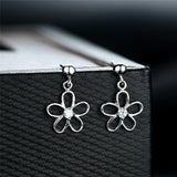 925 Silver CZ Flower Stud Earring for Engagement