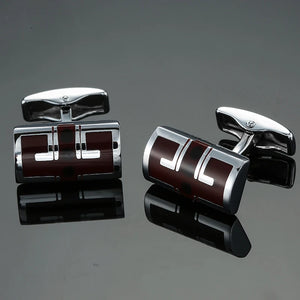 High Brass Red Enamel Cufflinks Men's French Shirt Cufflinks