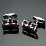 High Brass Red Enamel Cufflinks Men's French Shirt Cufflinks