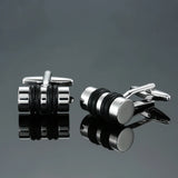 High brass silvery cylindrical leather rope Cufflinks Men's French shirt