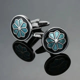 DY French Cufflinks Silvery Round Carving Retro Pattern