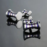 DY French Cufflinks Silvery Round Carving Retro Pattern