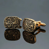 DY French Cufflinks Silvery Round Carving Retro Pattern
