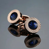 Silver Crystal Round Cufflinks for Men's Shirts