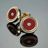 Silver Crystal Round Cufflinks for Men's Shirts